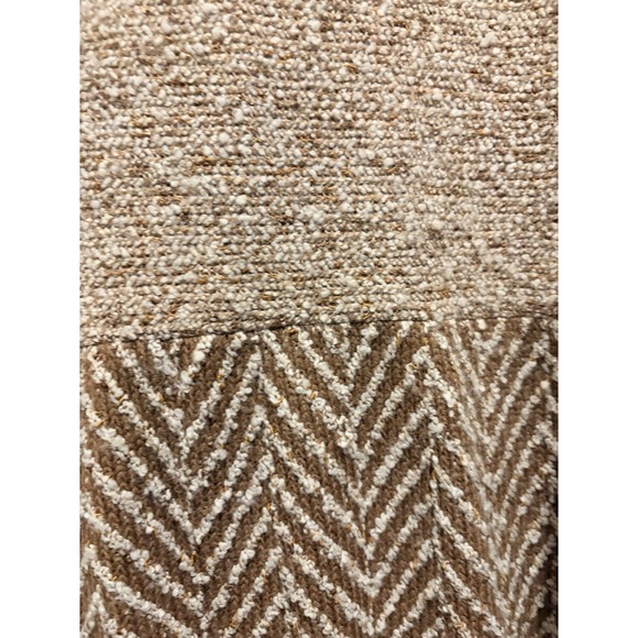 Vintage Dalton Quiet Luxury Maxi Dress Womens Size 10 Tan Herringbone Fringe 70s - Picture 14 of 15